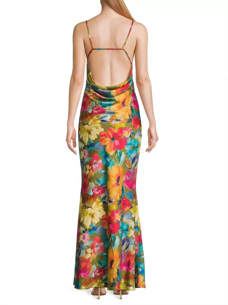 Liv Foster Floral Stretch Satin Column Gown 5