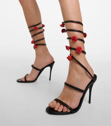 Magda Butrym Floral-appliqué satin sandals 7