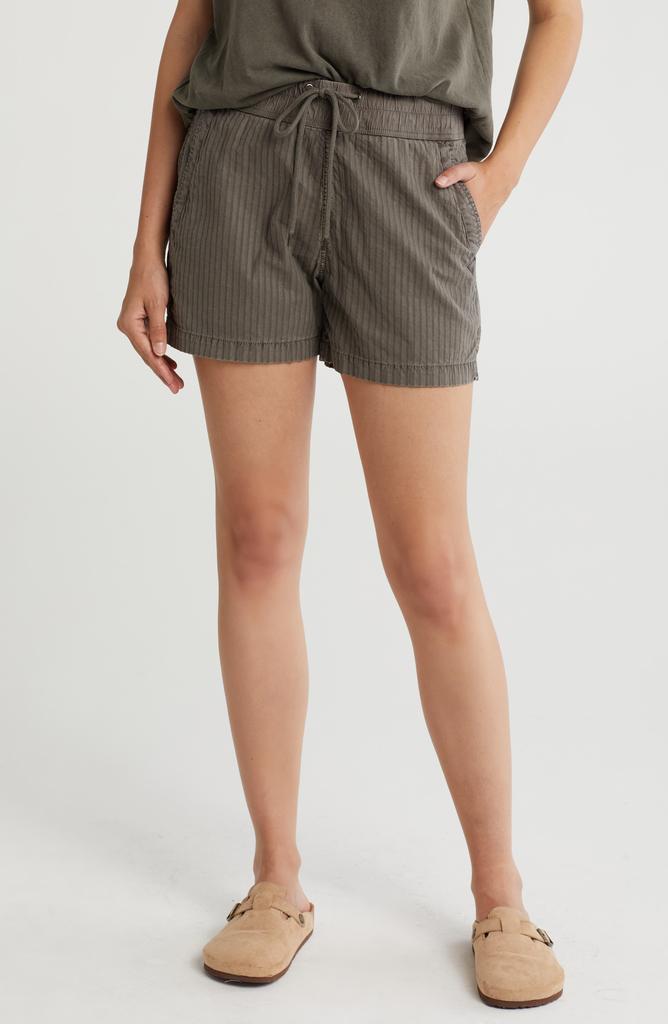 James Perse Textured Stripe Drawstring Shorts