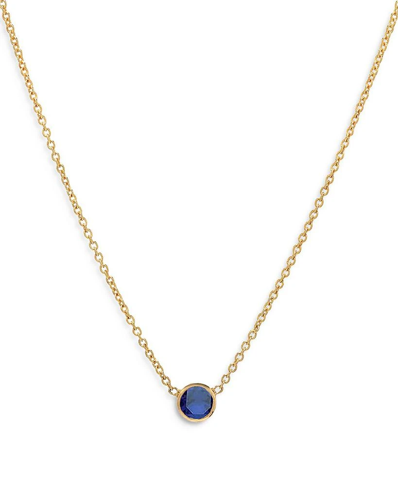 Zoe Lev 14K Yellow Gold Blue Sapphire Birthstone Solitaire Pendant Necklace, 16-18" 1