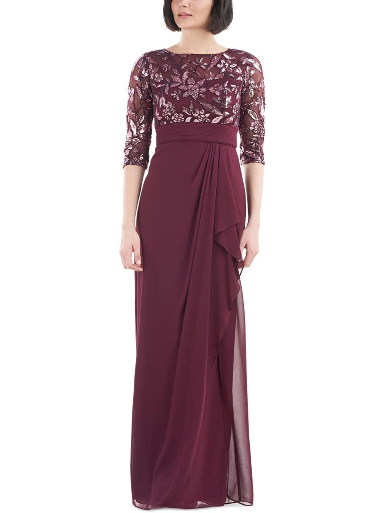 JS Collections Brinley Womens Sequined Long Evening Dress 1