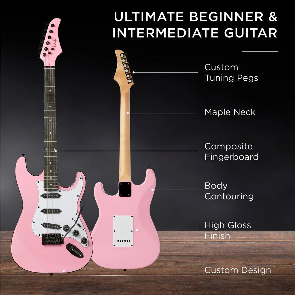 Best Choice Products 39in Full Size Beginner Electric Guitar Kit with Case, Strap, Amp, Whammy Bar 21