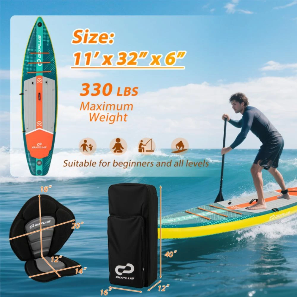 Hivvago 11 Feet Inflatable Stand Up Paddle Board with Kayak Seat for Adults-L 3