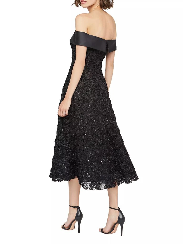 Theia Roxy Lace Off-The-Shoulder A-Line Midi-Dress 4