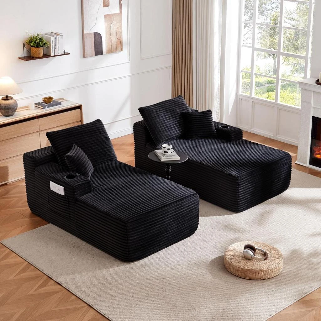 Streamdale Furniture Streamdale 69" Cloud Sectional Couch, L-Shape Chaise with Deep Seat, Black 5