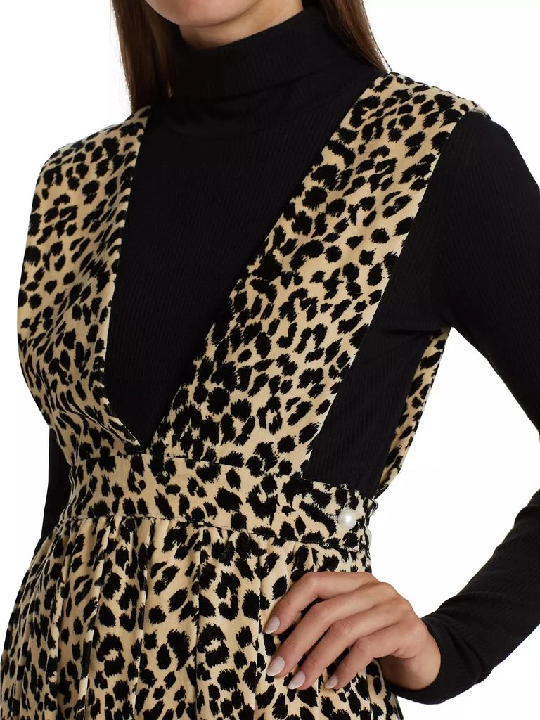 Batsheva Pleated Leopard Apron Dress 6