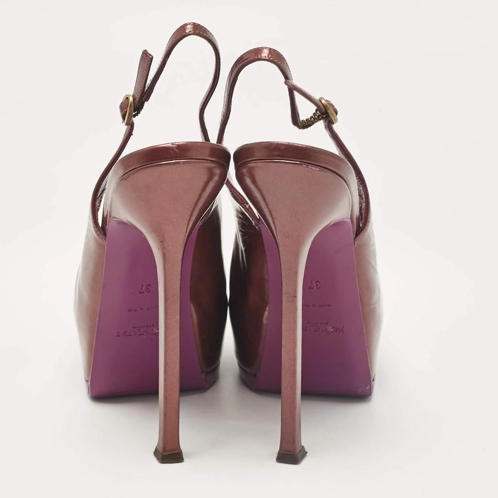 Yves Saint Laurent Yves Saint Laurent Purple Patent Leather Tribtoo Slingback Pumps Size 37 5