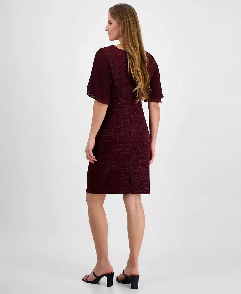 Connected Petite Surplice-Neck Tiered-Ruffle-Sleeve Sheath Dress 5