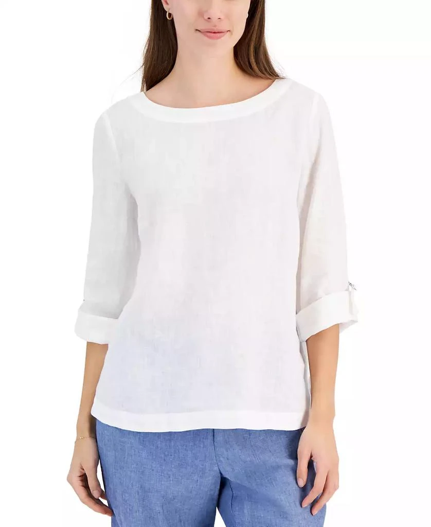 Charter Club Women's  100% Linen D-Ring Top, Created for Macy's 1