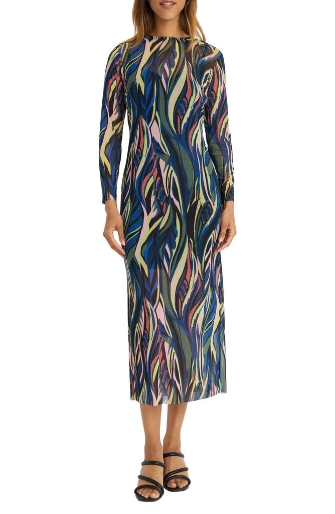 DONNA MORGAN FOR MAGGY Pattern Long Sleeve Mesh Maxi Dress 1