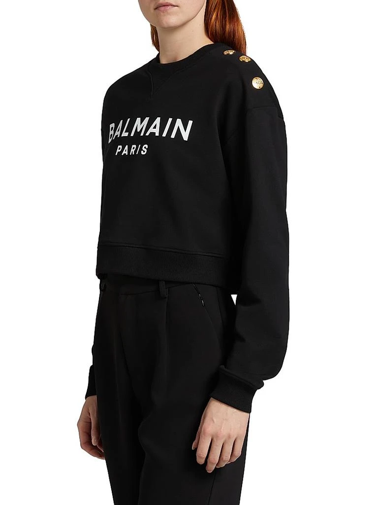 Balmain Button-Embellished Logo Cotton Sweatshirt 4