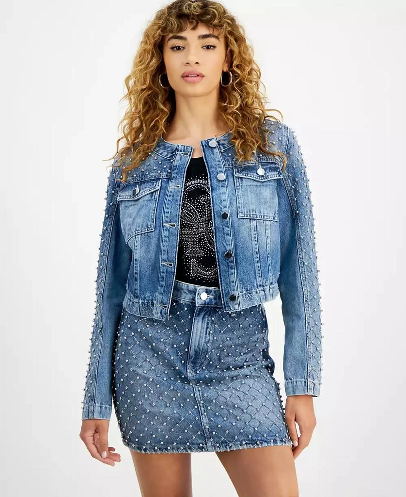 GUESS Women's Marissa Cotton Embellished Denim Jacket 1