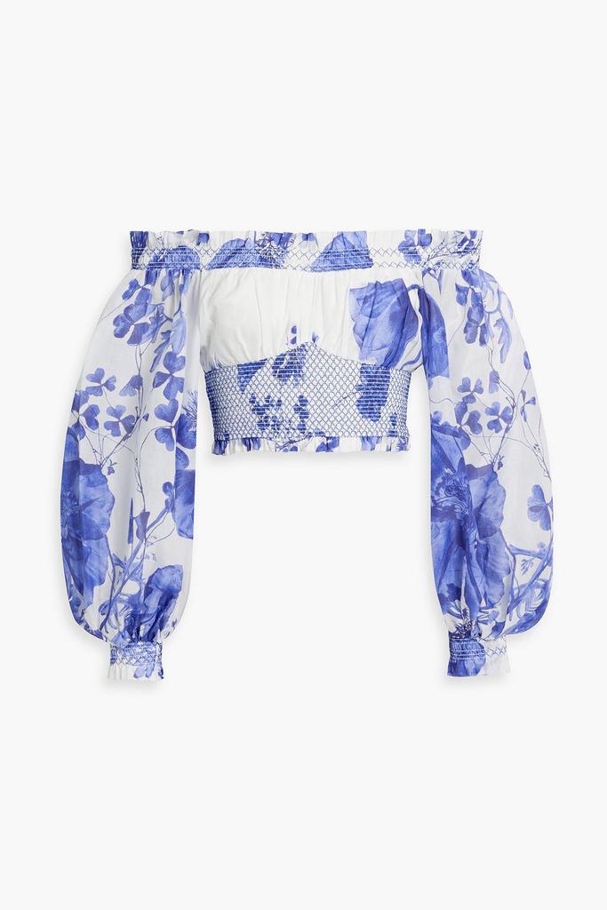 Charo Ruiz Ibiza Diony cropped off-the-shoulder floral-print cotton-voile top