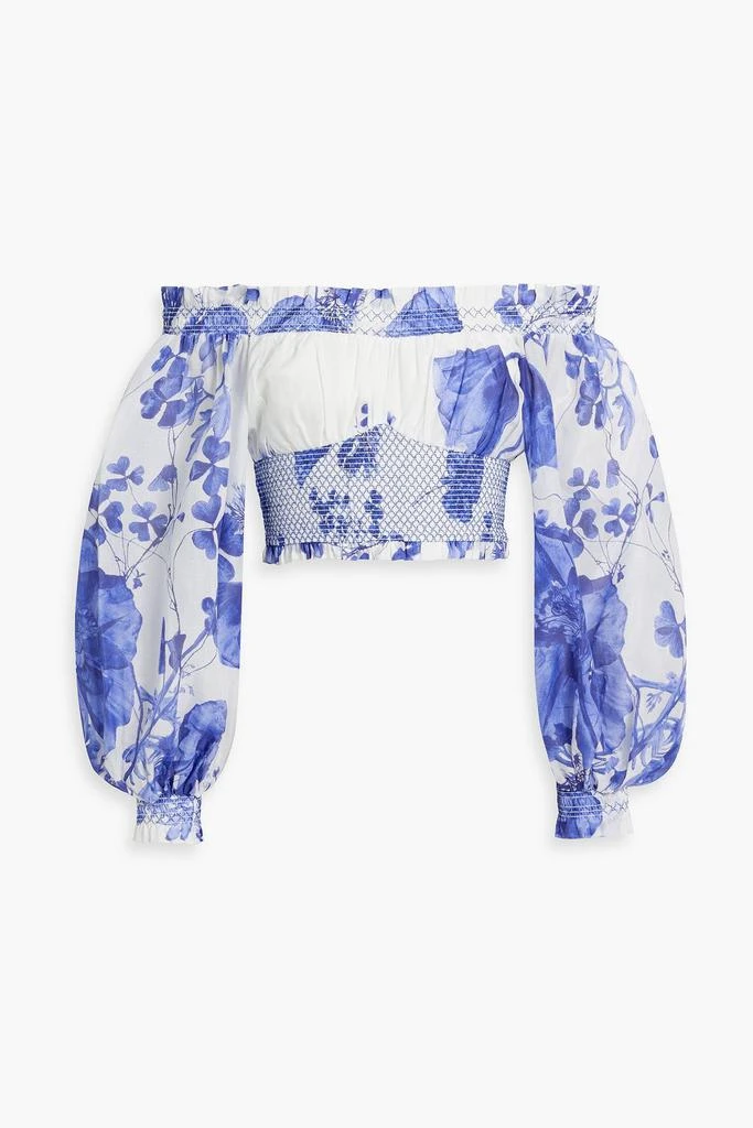 Charo Ruiz Ibiza Diony cropped off-the-shoulder floral-print cotton-voile top 1