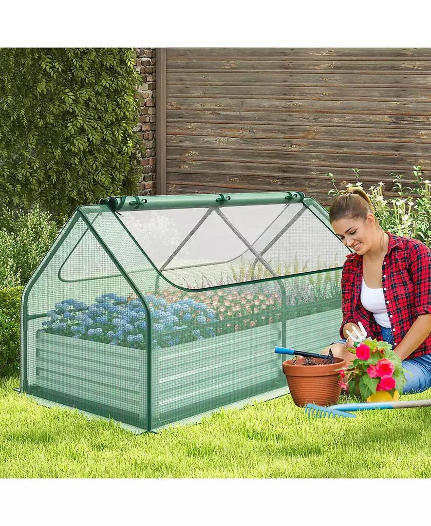 Gymax 71

 x 35.5

 x 36

 Galvanized Steel Raised Garden Bed Metal Planter Box Kit w/ Mini Greenhouse Cover 8