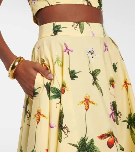 Oscar de la Renta Floral cotton-blend poplin midi skirt 4