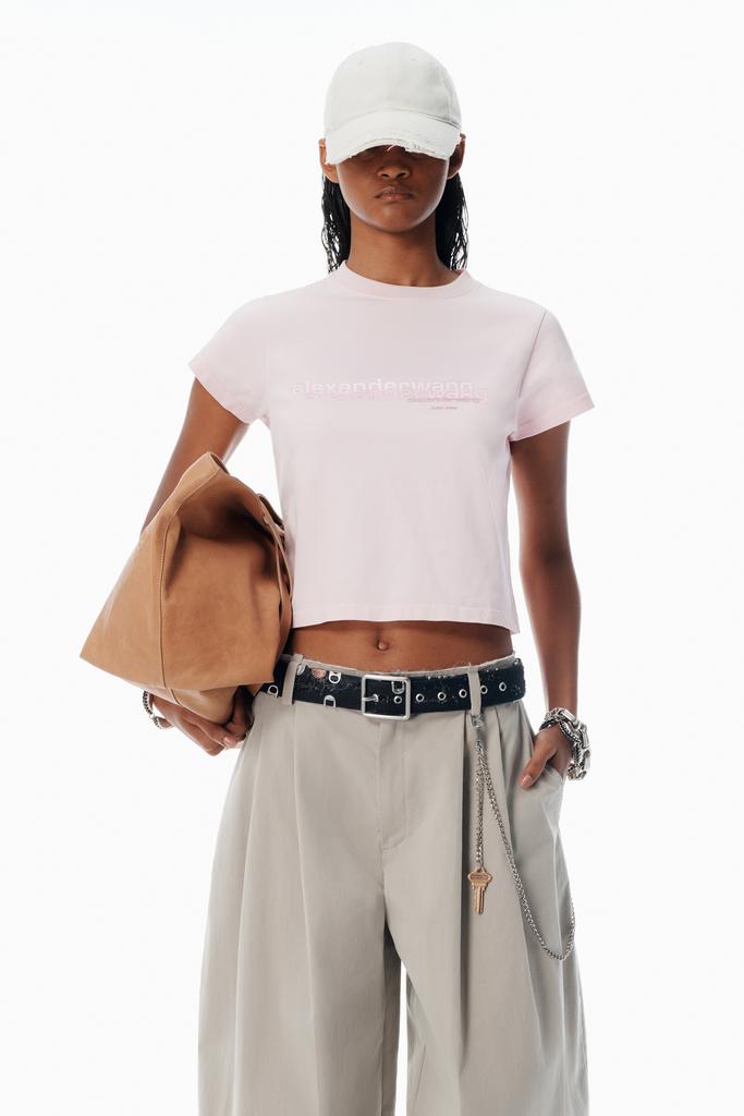Alexander Wang Pink Cotton Shrunken Logo Tee
