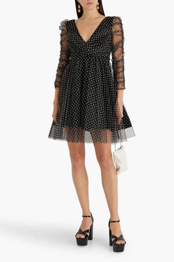Zimmermann Ruched flocked polka-dot tulle mini dress 2
