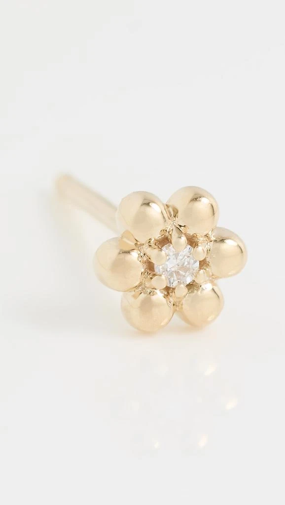 Zoe Chicco 14k Gold Tiny Bead Flower with Diamond Single Stud Earring 1