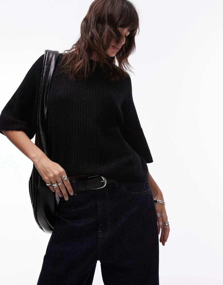 & Other Stories & Other Stories alpaca short sleeve knitted jumper in black 1
