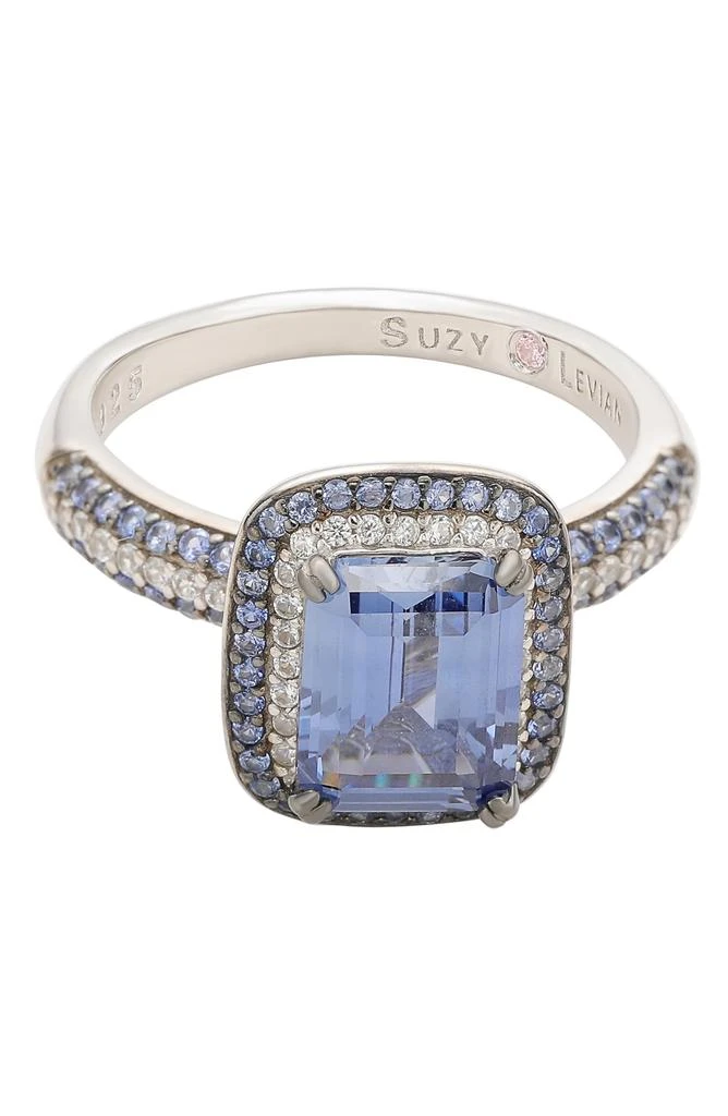 Suzy Levian Sterling Silver Blue Sapphire Halo Ring 4