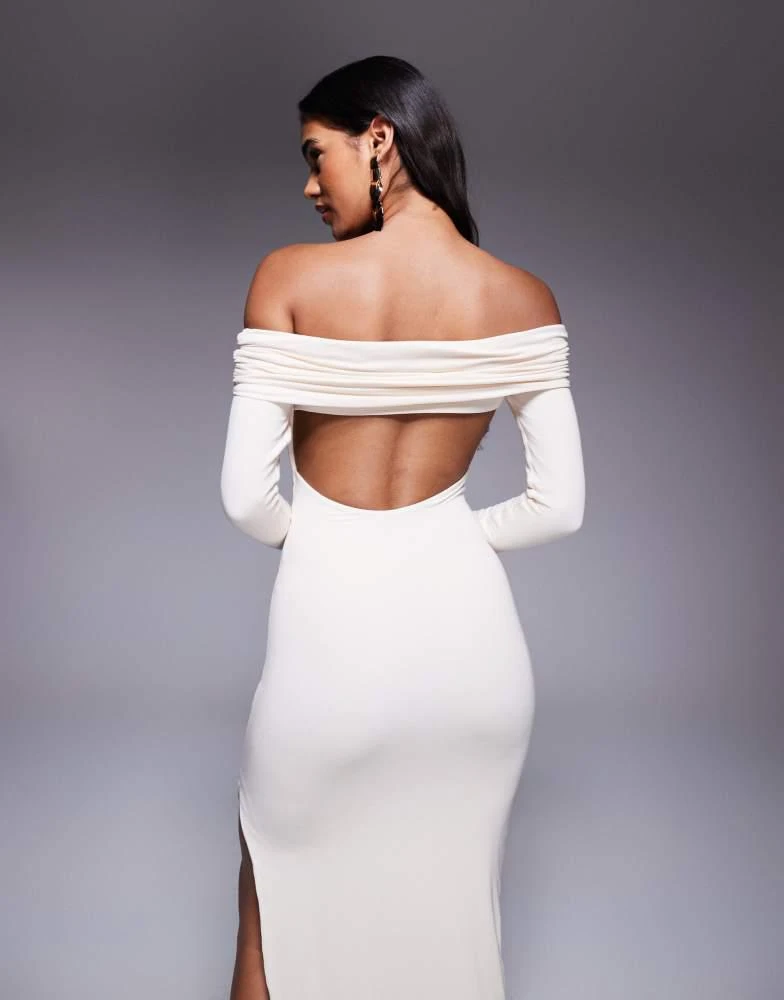Honora Modal Off-Shoulder Open-Back Maxi Dress in Ivory | Oh Polly XS Honora Modal Off-Shoulder Open-Back Maxi Dress in Ivory | Oh Polly XS