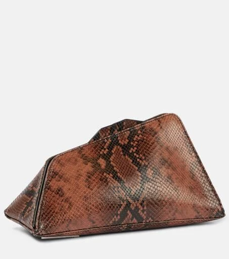 The Attico 8.30PM Small snake-print leather clutch 4