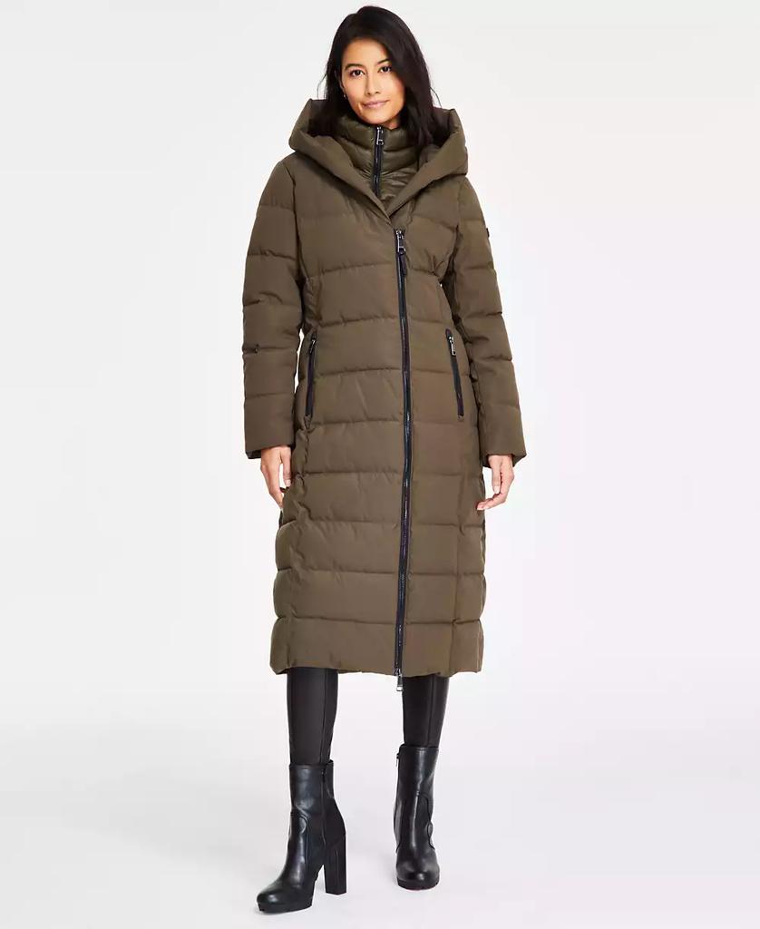 Women's Bibbed Shawl Collar Hooded Puffer Coat – On Sale Now with
