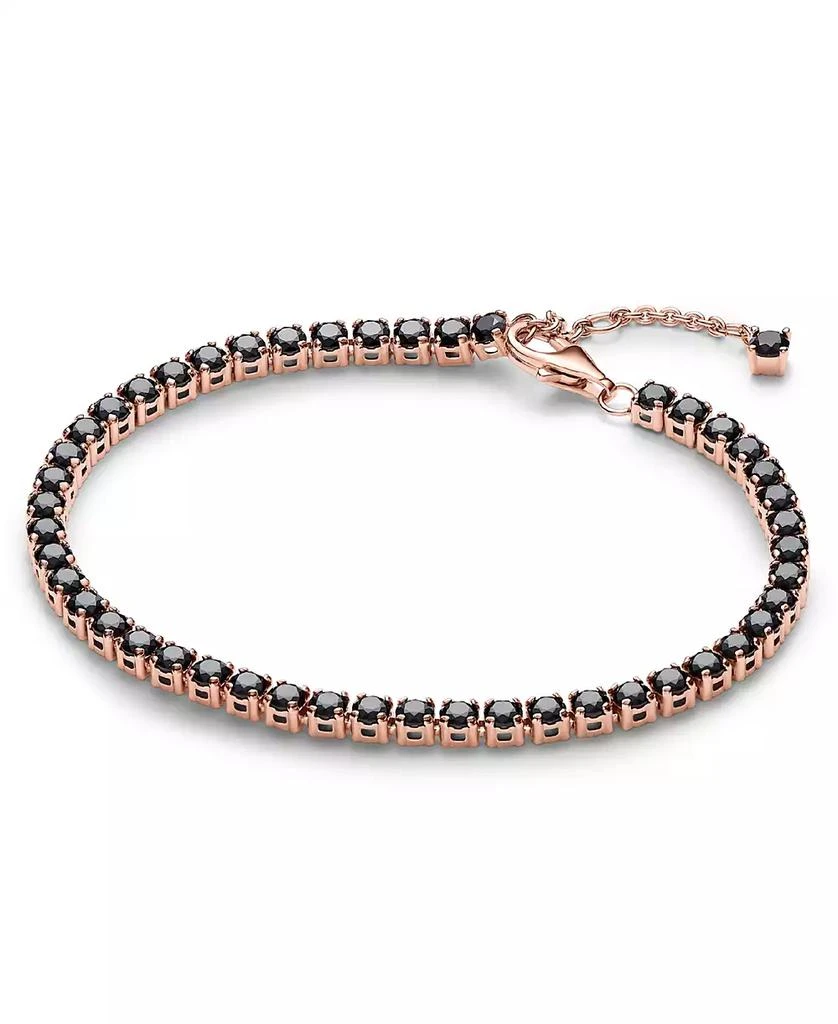 PANDORA 14K Rose Gold-Plated Timeless Black Sparkling Tennis Bracelet