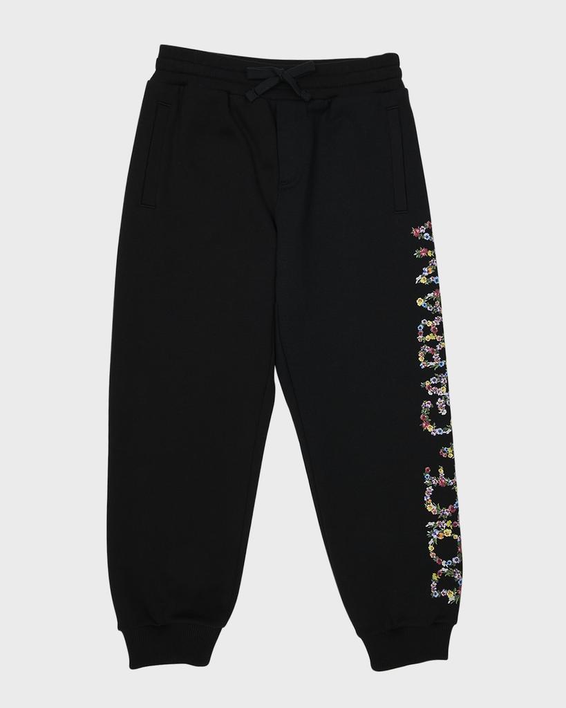 Dolce & Gabbana Girl's Prateria Floral Logo Jersey Jogging Pants, Size 8-12