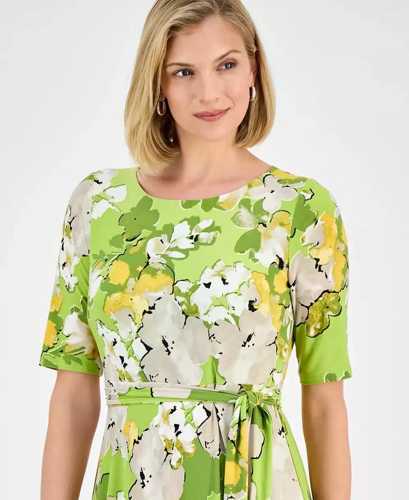 Kasper Women's Floral-Print Belted Fit & Flare Dress, Regular & Petite 4