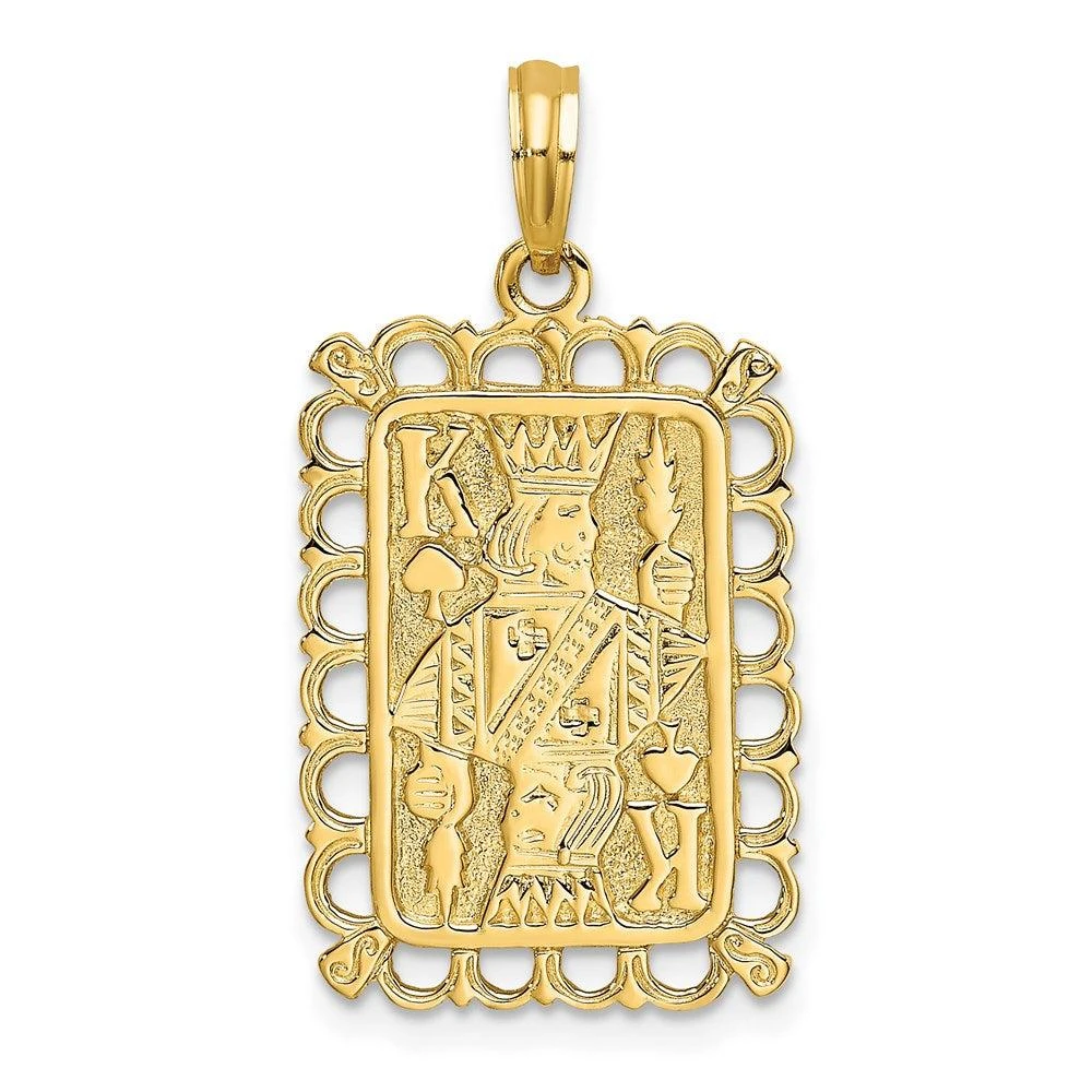 Diamond2Deal 14k Yellow Gold King of Spades Playing Card Charm Pendant 1