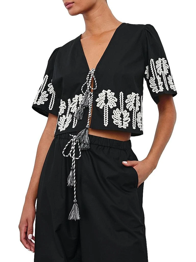 Rails Pari Embroidered Cotton Crop Shirt 4