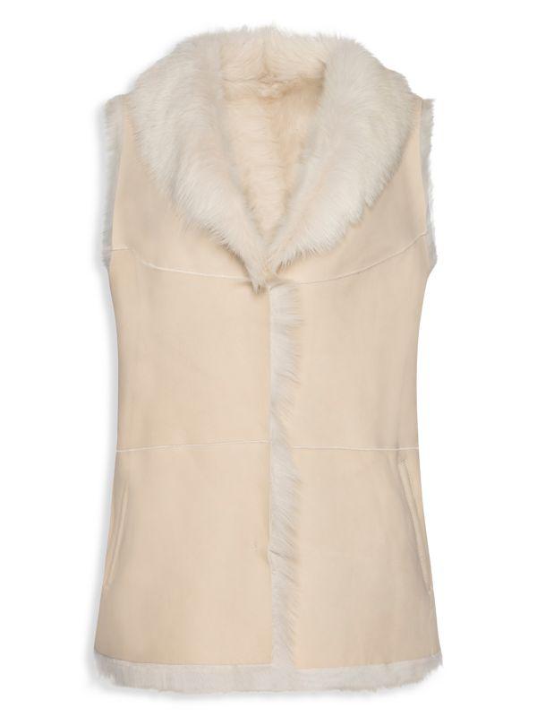 WOLFIE FURS Suede Shearling Vest