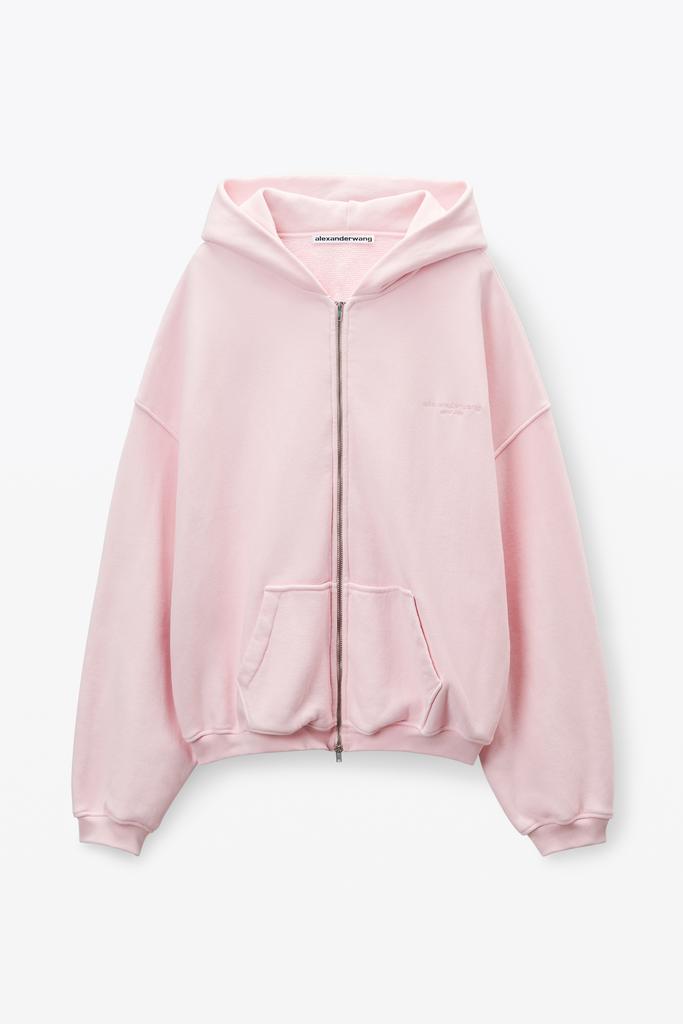 Alexander Wang Pink Cotton Logo Zip-Up Hoodie