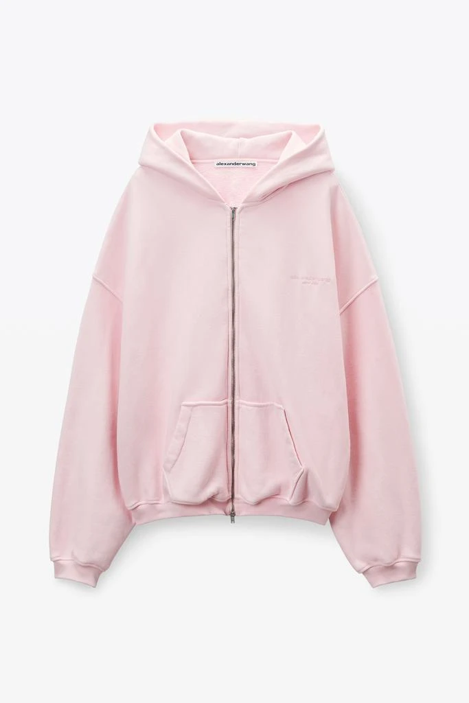 Alexander Wang Pink Cotton Logo Zip-Up Hoodie 2