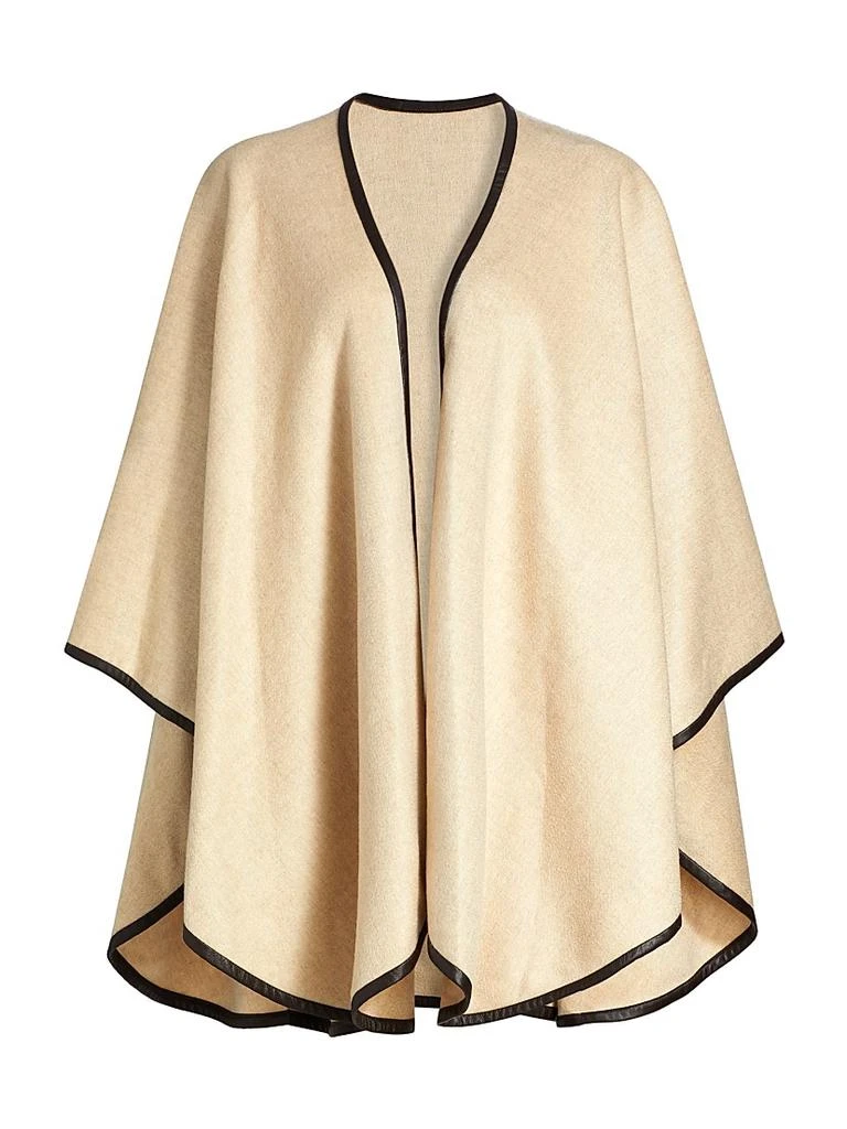 Sofia Cashmere Leather-Trim Reversible Cashmere Cape 1