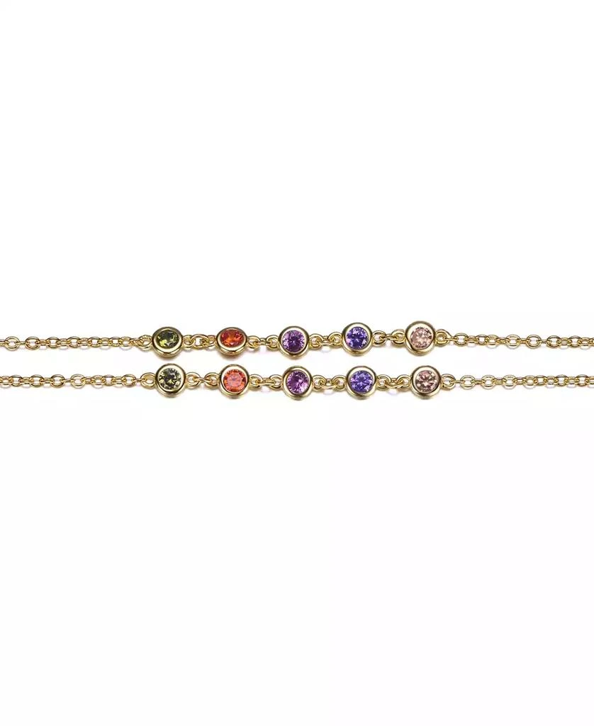 GiGiGirl 14k Gold Plated Multi Color Double Layer Rolo Chain Anklet, Adjustable Length 2