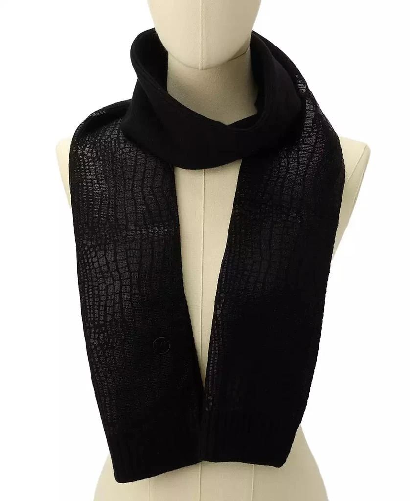 Michael Kors MICHAEL Logo Charm Ribbed Trim Croc-Embossed Scarf 3