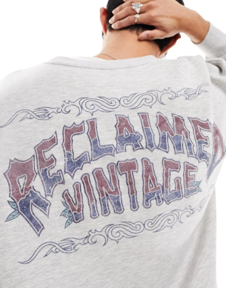 Reclaimed Vintage Reclaimed Vintage unisex surf sweat in grey marl 3