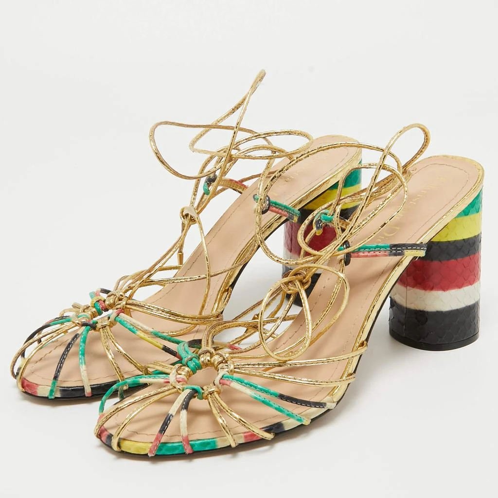 Dior Dior Multicolor Leather Stripy  Ankle Wrap Sandals Size 40.5 2