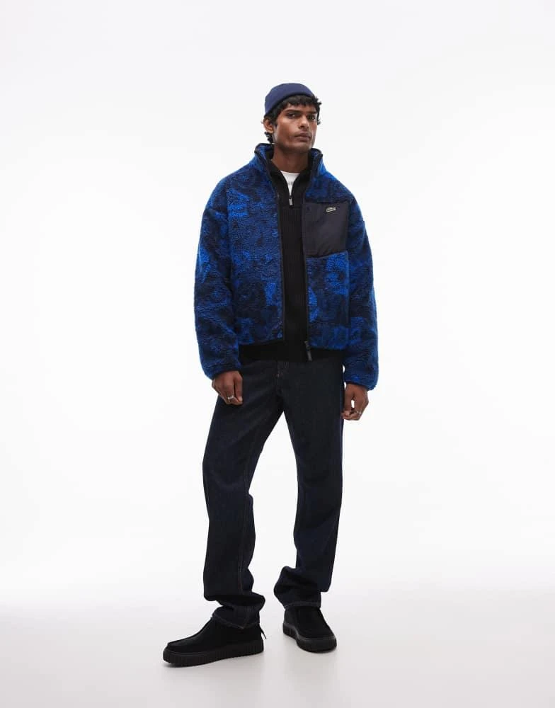 Lacoste Lacoste zip fleece jacket in blue print 2