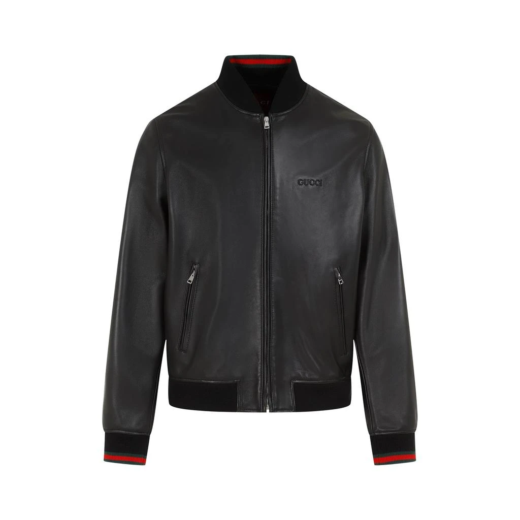 Gucci Black Lamb Leather Bomber Jacket 2