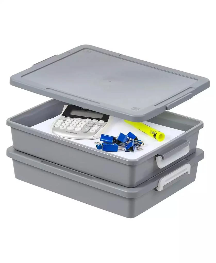 IRIS USA 6 Qt. Plastic Storage Bins with Lids, 2 Pack, Flat Storage ...