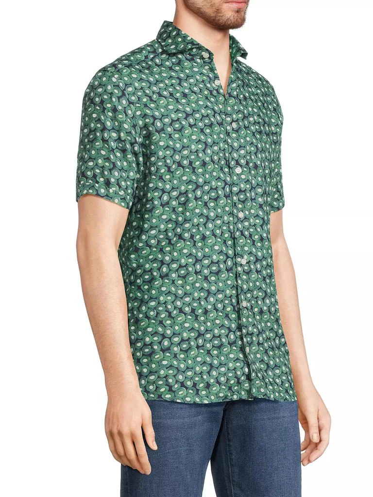 Eton Slim Fit Kiwi Print Linen Short Sleeve Shirt 4
