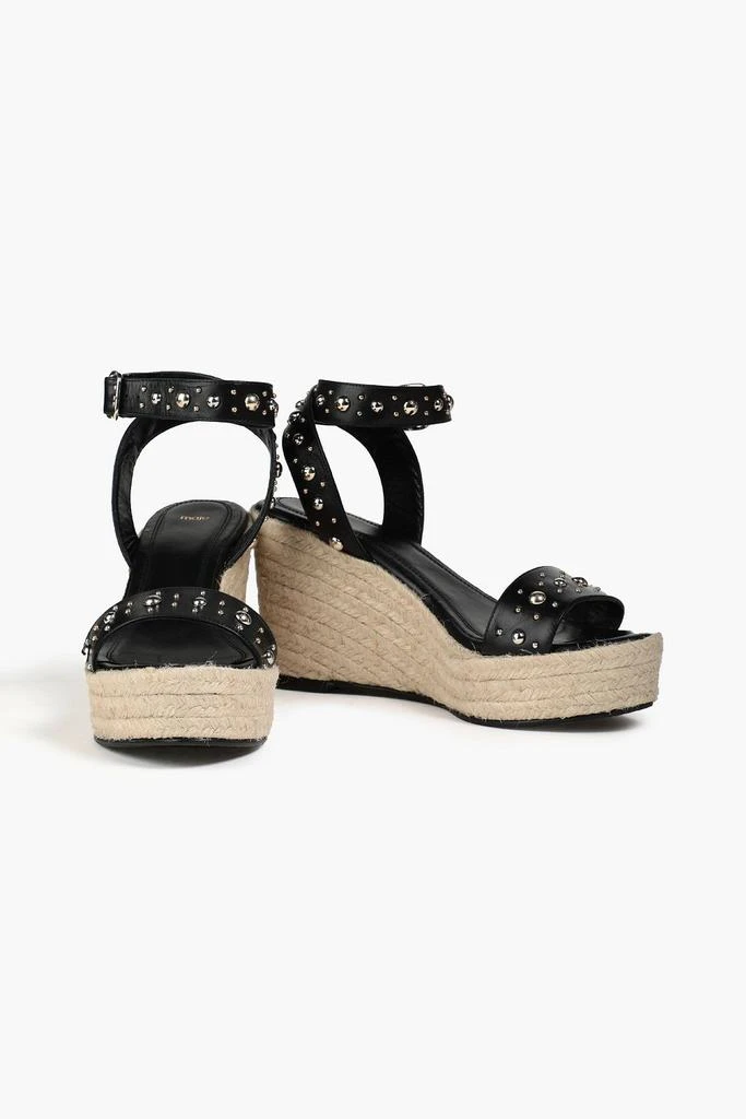 Maje Studded leather espadrille wedge sandals 2