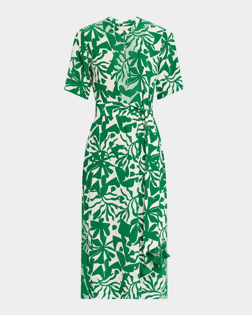 FIGUE Thandie Short-Sleeve Belted Midi Kaftan Dress 1
