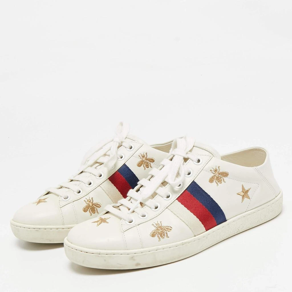 Gucci Gucci White Leather Star and Bee Embroidered Ace Sneakers Size 36 2