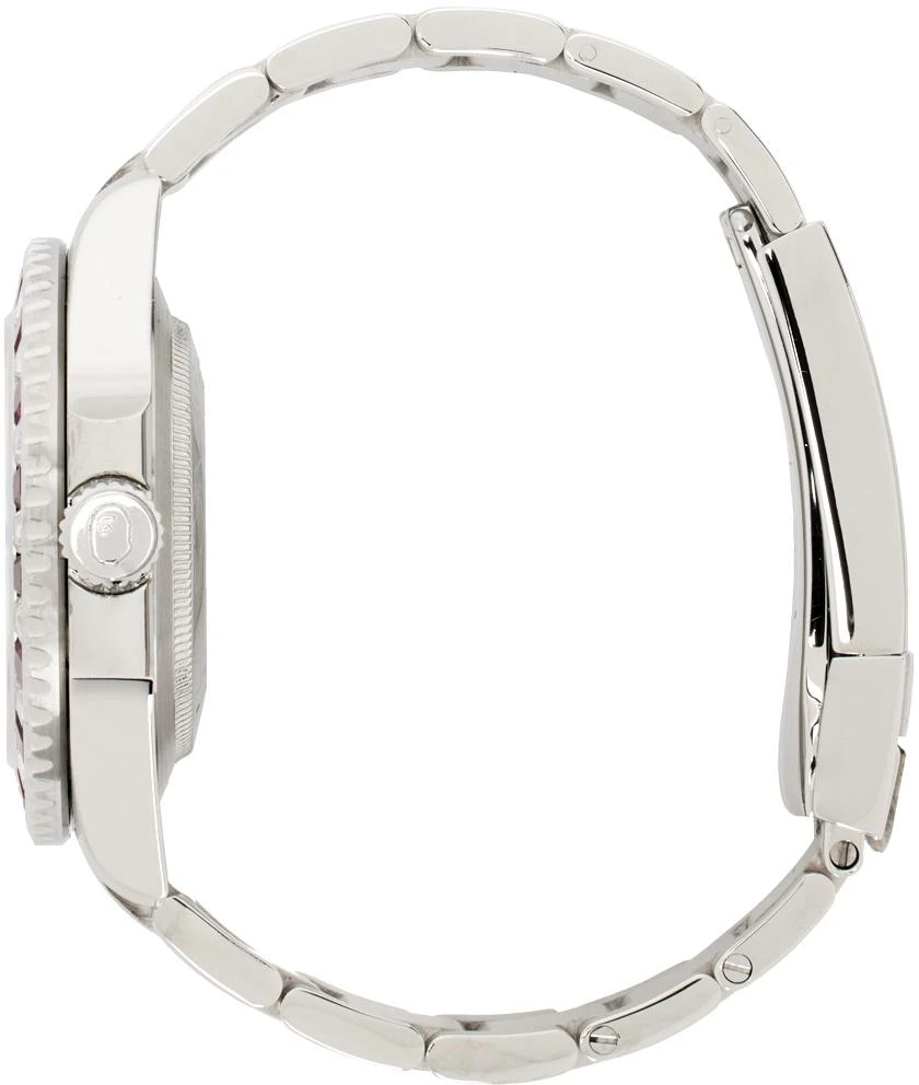 Bape Silver & Red Type 1 Crystal Stone Watch 2