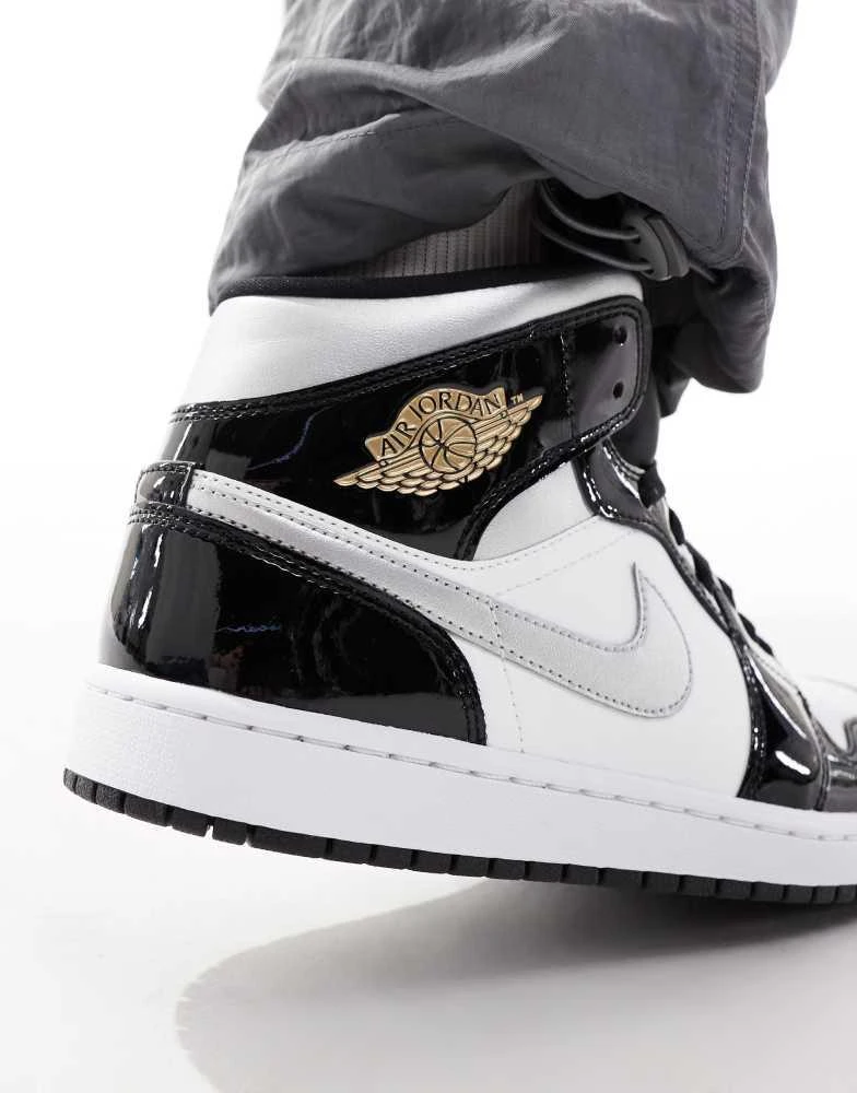Jordan Nike Air Jordan 1 Mid trainers in white, black and silver 3